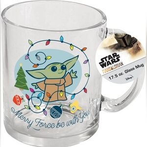 Star Wars Mandalorian The Child Merry Force Be With You Glass Mug 17.5 oz